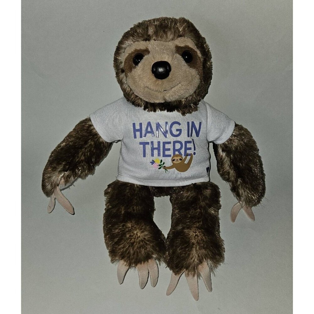 BABW Build A Bear Brown Sloth Plush 16" Stuffed Animal Toy Hang In There Shirt